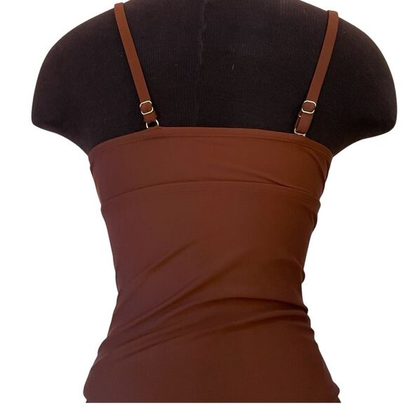 Kona Sol Asymmetric One Piece Brown swimsuit Size XS - Picture 11 of 12